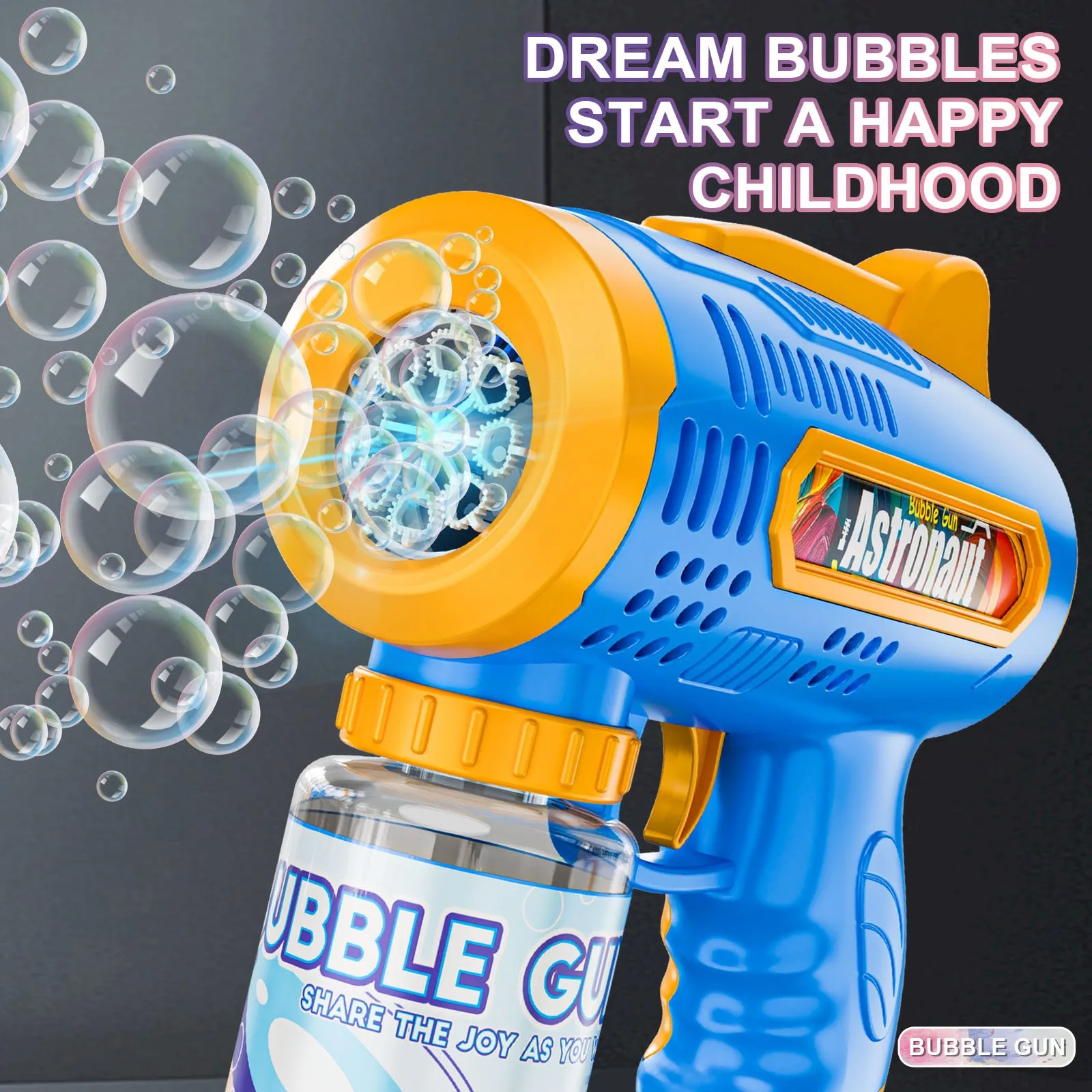 8 홀 휴대용 우주 비행사 버블 머신 자동 장난감 버블 건 야외 결혼식 이벤트 소품 생일 파티는 야외 와트를 선호합니다