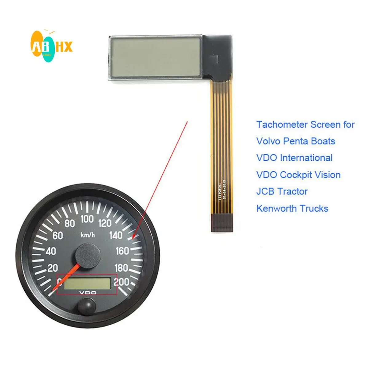 ABHX-For Volvo Penta Marine Yanmar Tachometer Hour Meter LCD Display & Ribbon