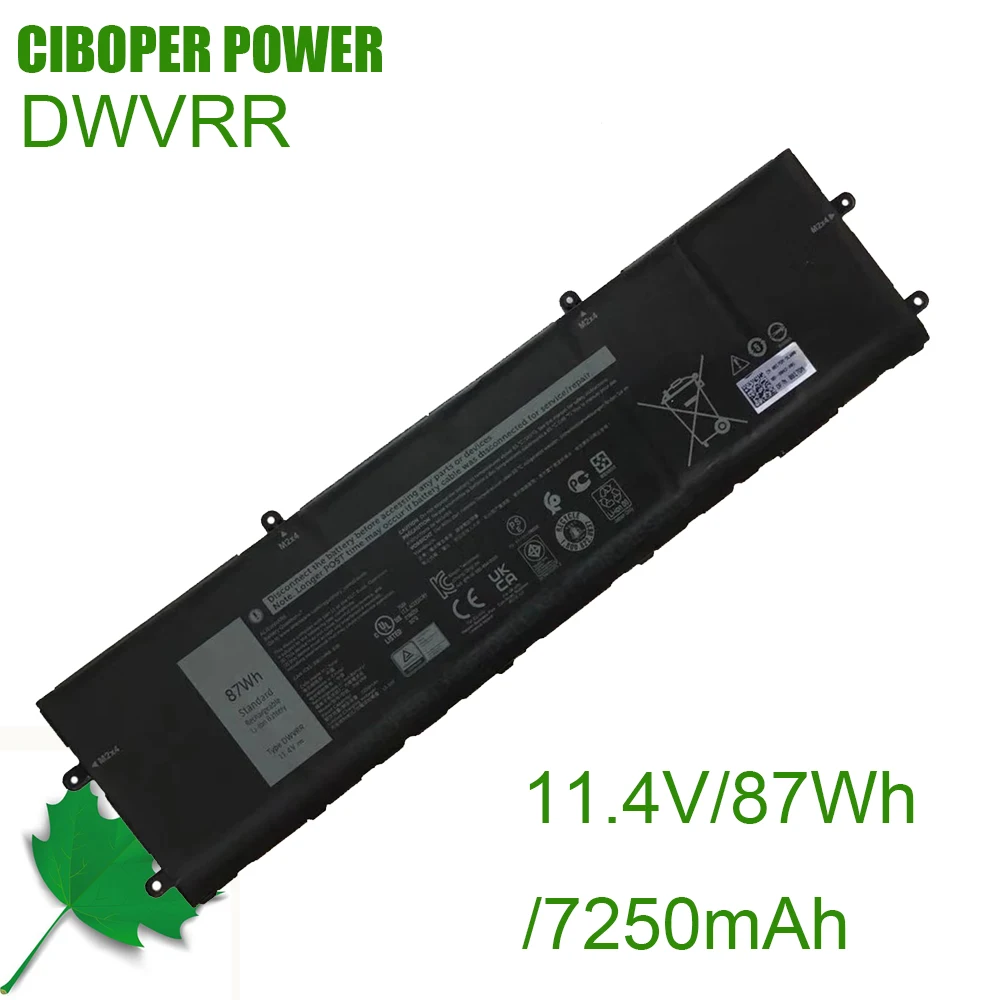 CP Genuine Laptop Battery DWVRR 11.4V/7250mAh/87Wh For Replacment of Alienware X15 R1 And X17 R1 9Cells