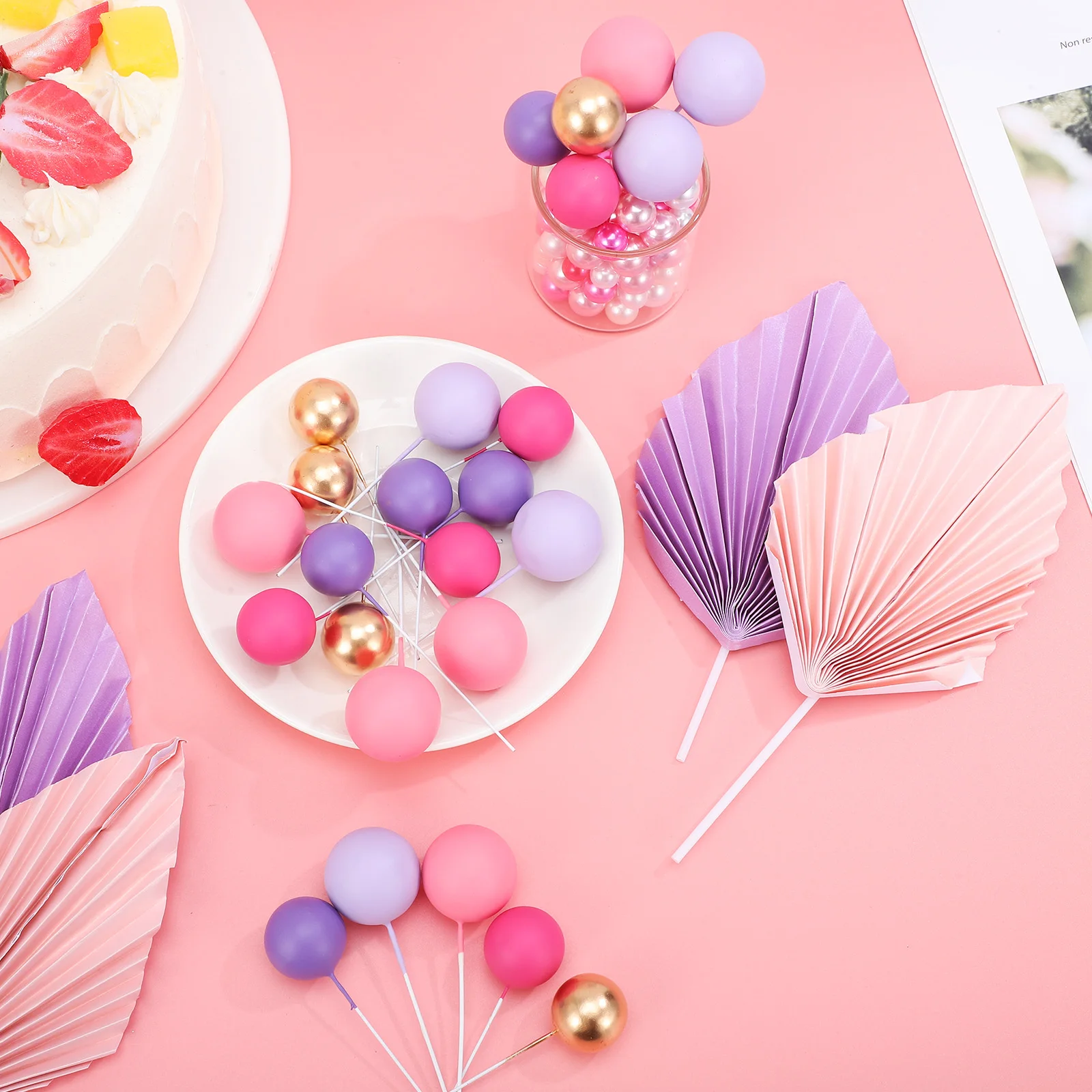 

27 Pcs Cake Decoration Purple Birthday Toppers Supplies Bridal Shower Balls Decorations Vibrant Colors Reusable Strong