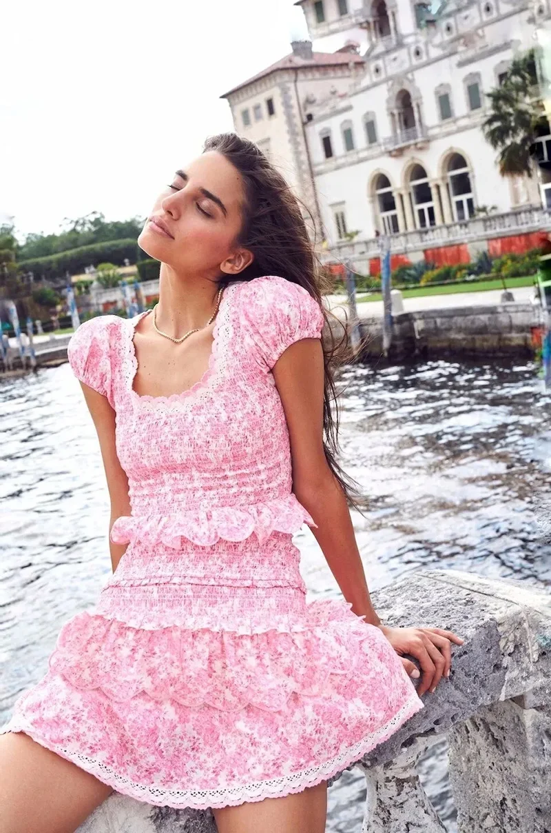 

Женские комплекты весна-лето 2024, розовый цветочный набор Milta