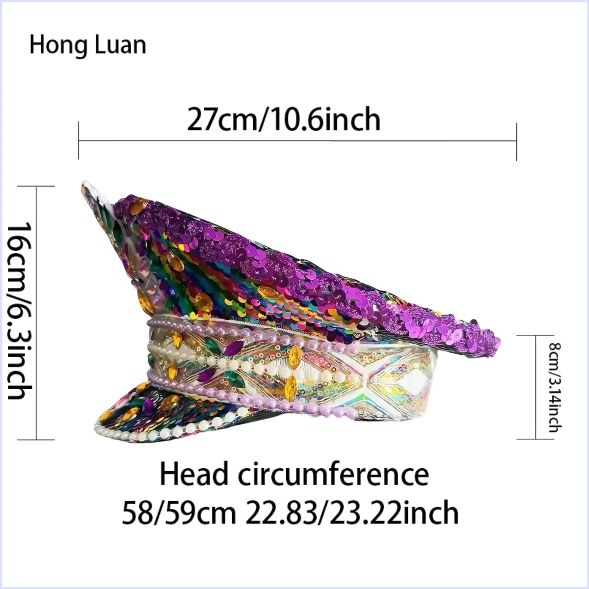 HongLuan  Halloween Costume Hat, Captain Hats Rhinestone for Burning Man Festival Woman, Cosplay Female Accessories