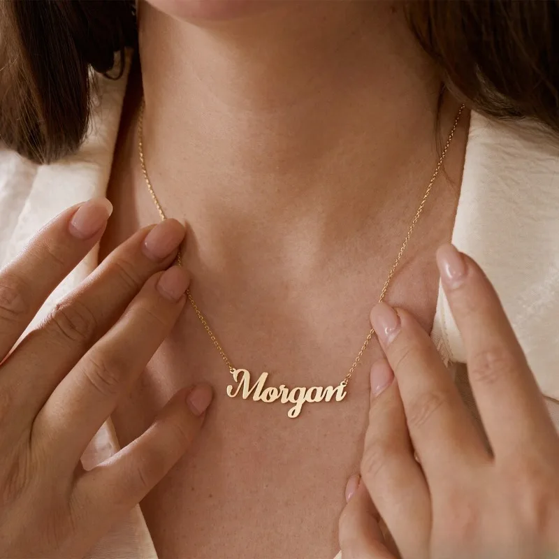 

Name Customized Jewelry Personalized Fashion Stainless Steel Metal Pendant Necklace Gold Color Women's Choker Gift Dropshipping