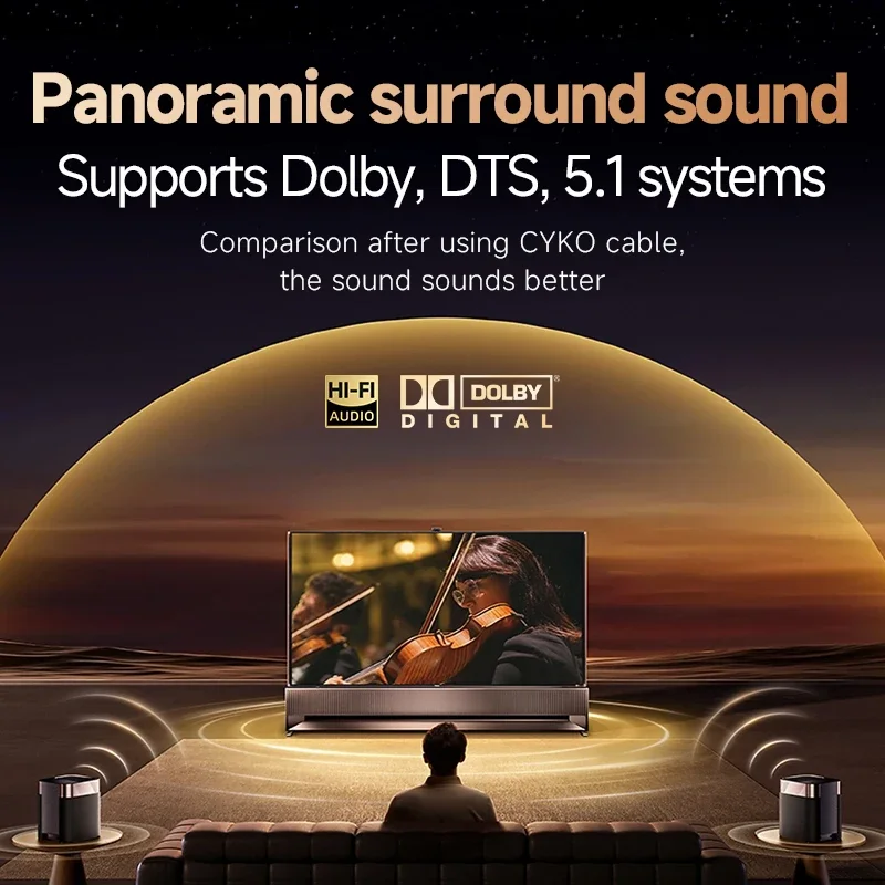 CYKO Hifi 6N OFC كابل صوت محوري RCA مطلي بالذهب ذكر إلى ذكر لمضخم الطاقة للتلفزيون الخلاط