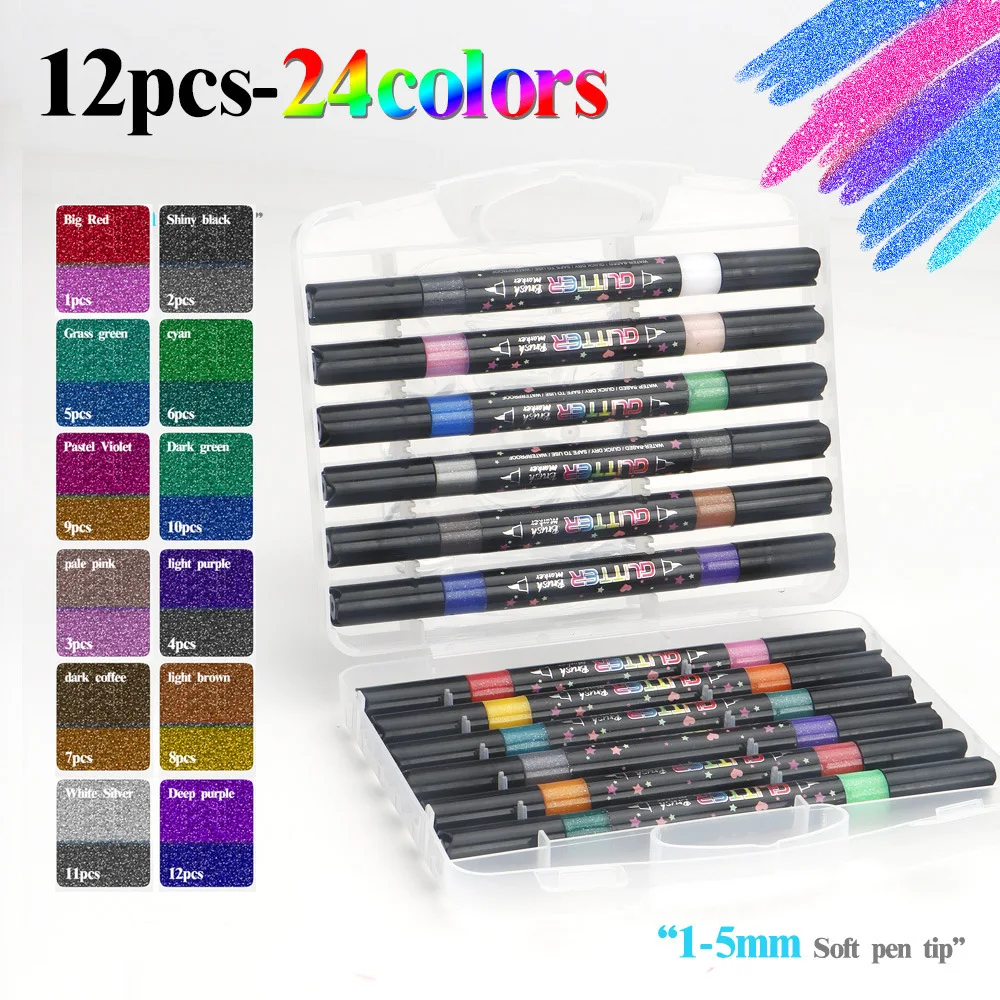 

24/48 Stunning Colors Soft Brush Tips Art Markers for Glass Ceramic Skin Acrylic Marker Painting Art Supplies
