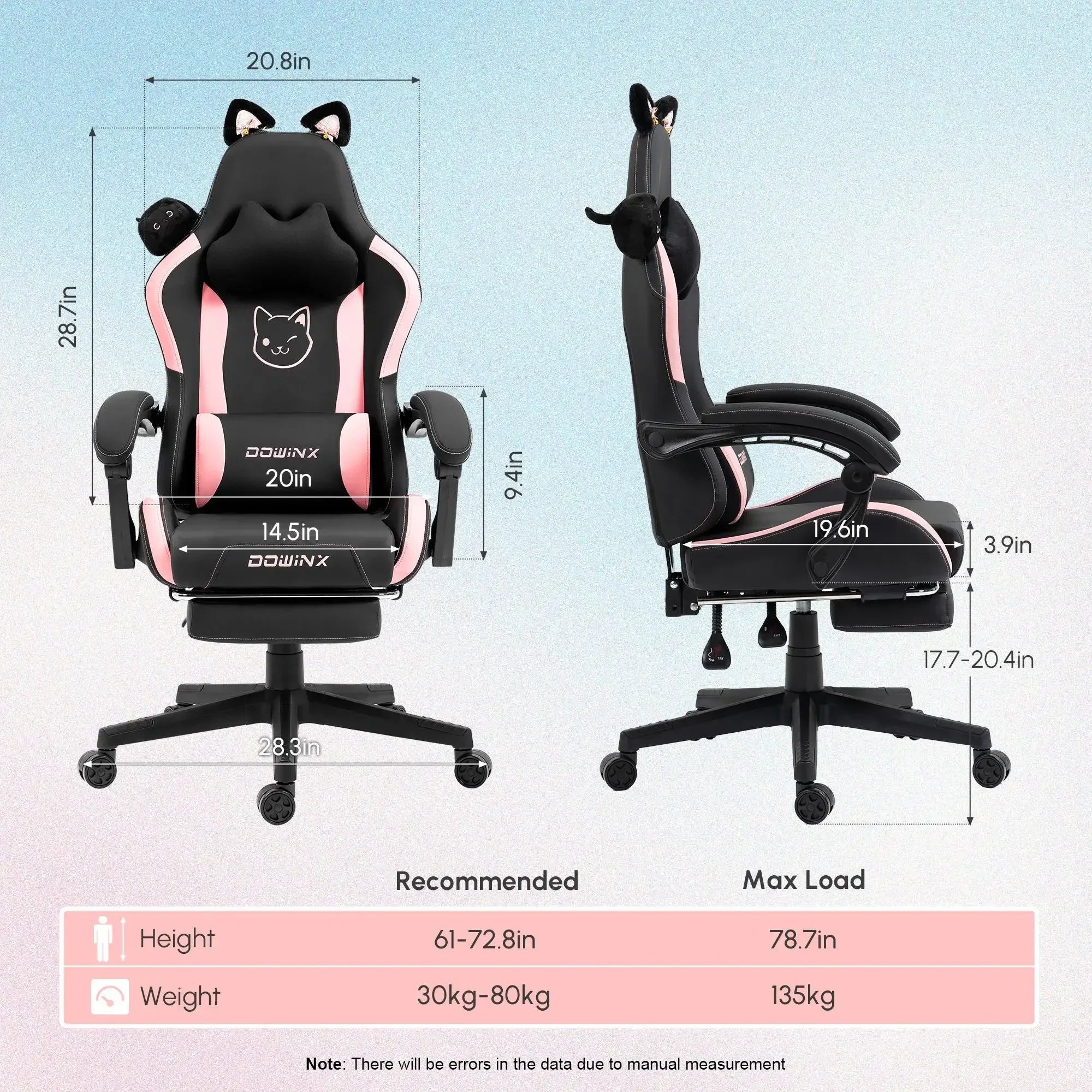 

Ergonomic Computer Chair Dowinx Gaming Chair Cute With Cat Ears And Massage Lumbar Support Silla Gamer Ergonomic Computer Chair