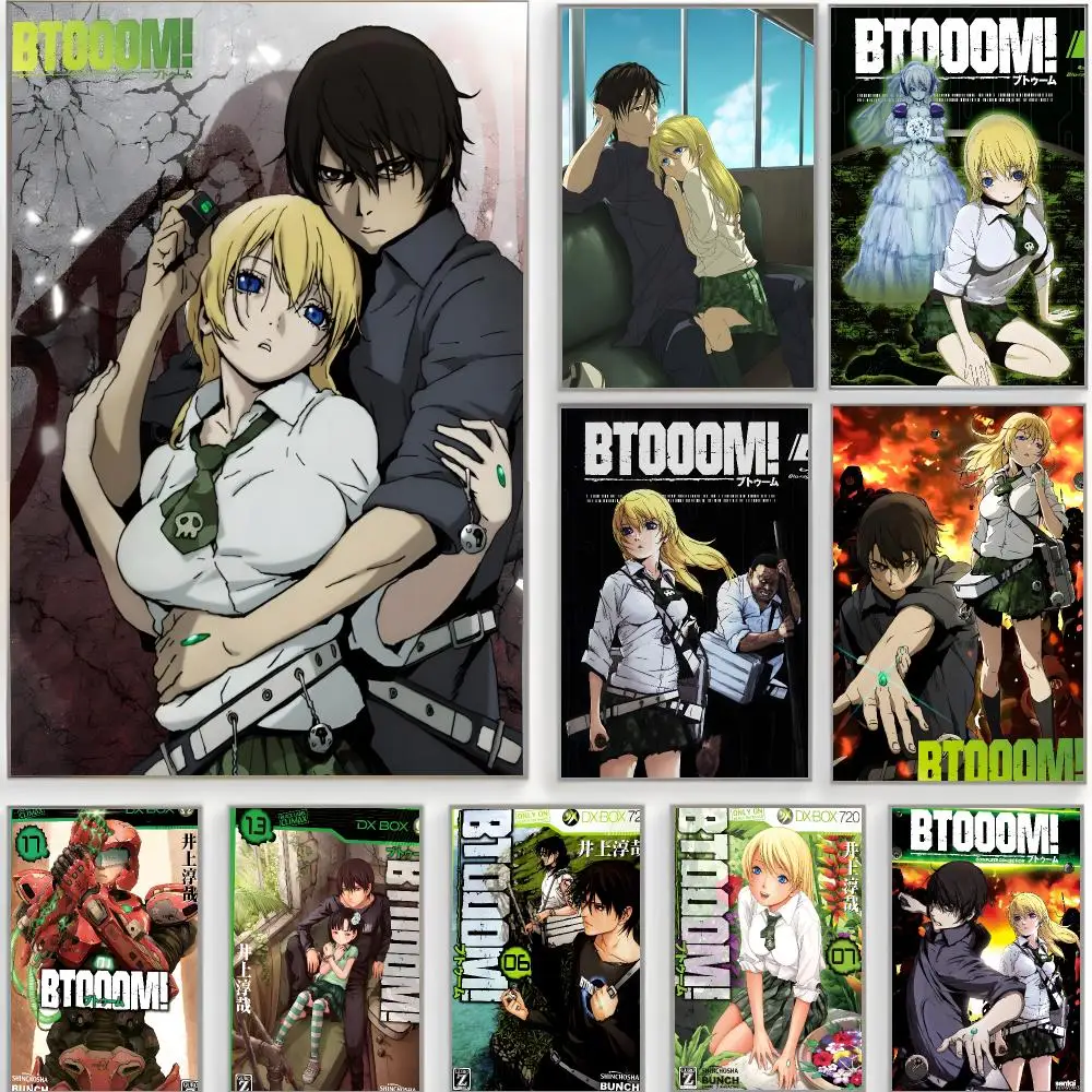 survival anime b-BTOOOM Poster Classic Wall Art  Home Decor  Peel and Stick Unframed