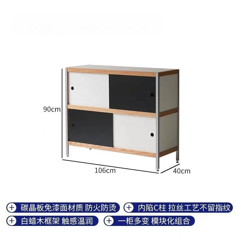 Solid wood combination shoe cabinet integrated against the wall Household cabinet shelf Multi-layer storage