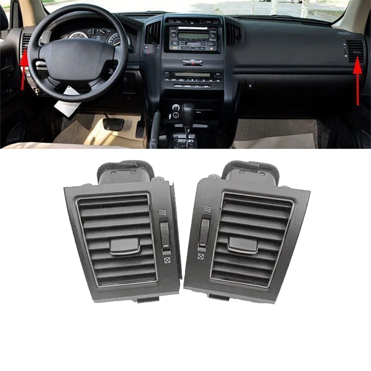 1Pair Dashboard A/C Air Vent Outlet Grille for Toyota Land Cruiser Prado 120 LC120 2007-2021 55650-60210 55650-60141 B