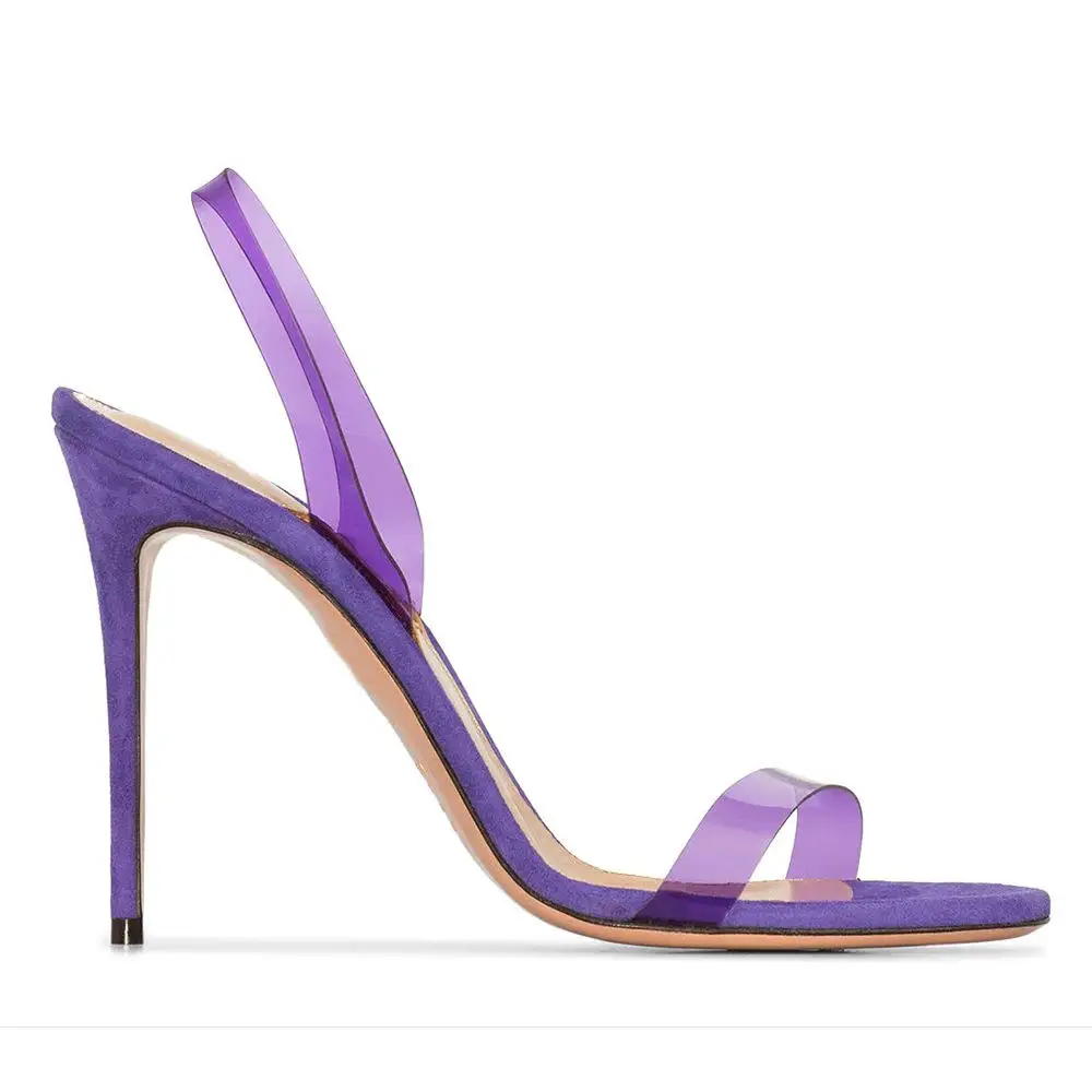 Yuejinlong New PVC Round Head Open-toe Stiletto High Heels One-pedal Women Sandals