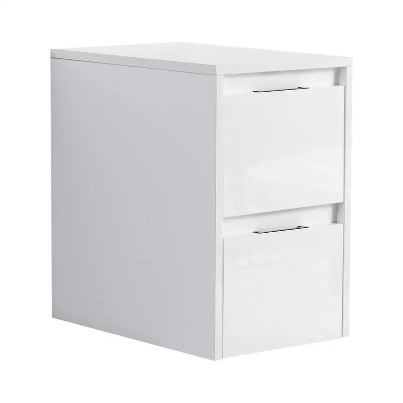 

12" Bathroom Side Cabinet, 2 Soft-Close Drawers, Floating Mount Design, Glossy White Finish, KD Packing, Storage Solution for