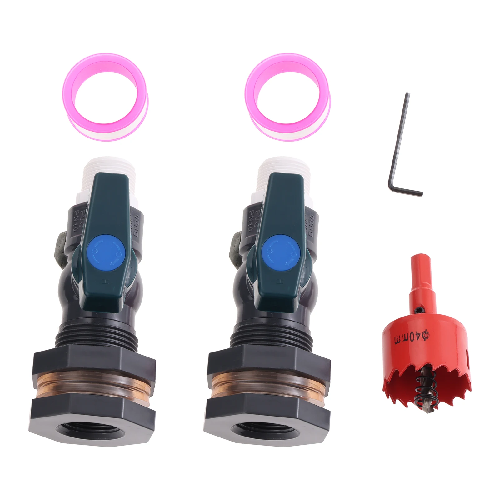 2Sets Rain Barrel Spigot Kit Rainwater Diverter Connector Faucet Kit 3/4 inch Water Pipe Repair For Garden Watering Hose Stop