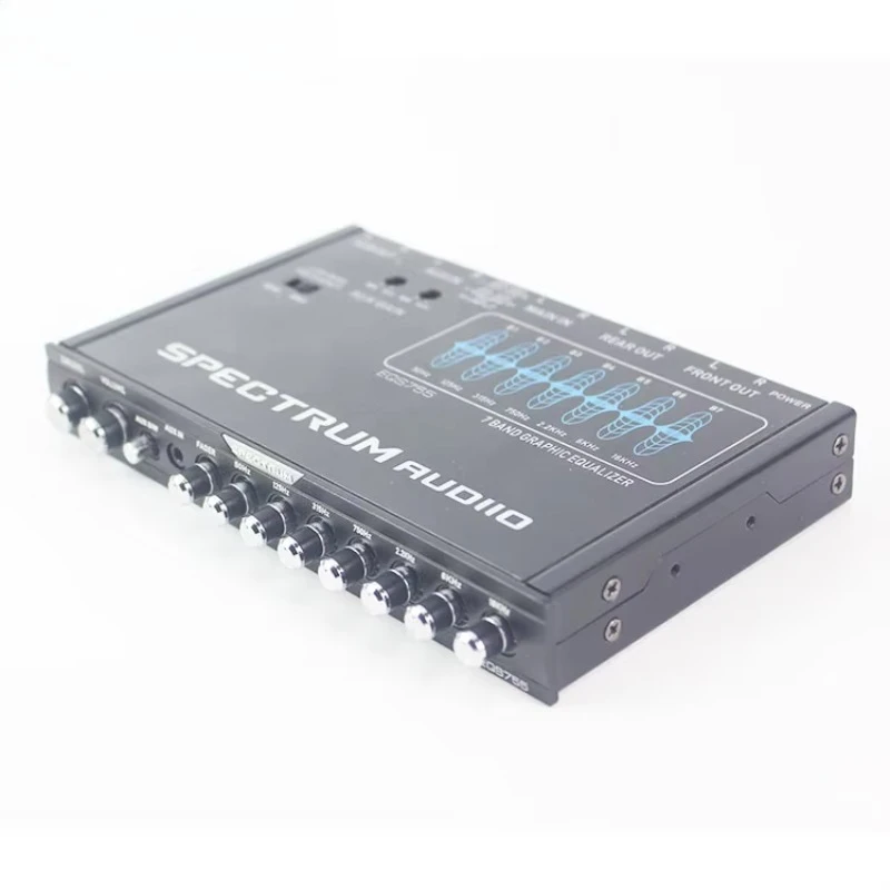 EQS755 4‑Band Car Graphic Equalizer DC12V Hi‑Fi Preamplifier Subwoofer Frequency Control