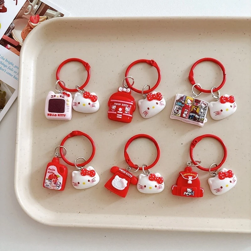 

Kawaii Hello Kitty Keychain Pendant Backpack Accessories Cute Cartoon Anime Toys Desktop Decoration Girl Student Gift Wholesale