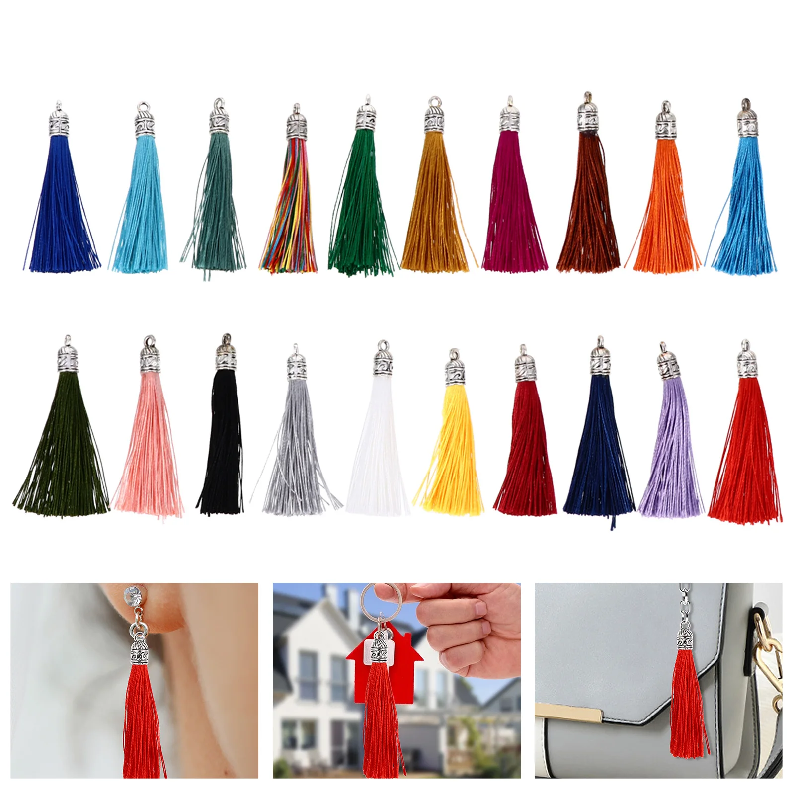 

50Pcs Alloy Cap Tassels DIY Craft Decorations Pendant Handmade Jewelry Tassel Making Materials for Garlands Bags Curtains