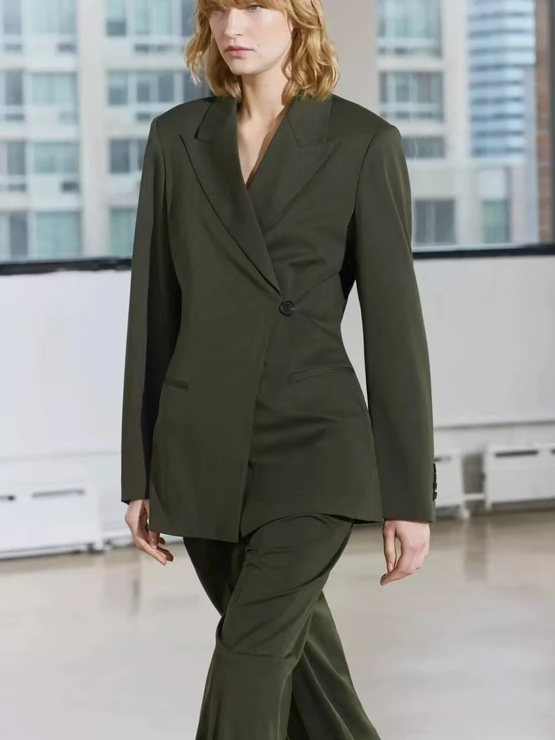 

Женский шерстяной костюм Ele 9: универсальный дизайн для работы и повседневной носки, весна-осень, высококачественная модная верхняя одежда, приталенный крой, длинный рукав