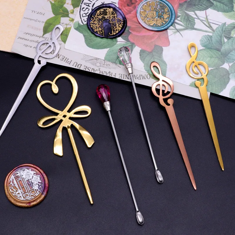 Wax Stirring Stick, Melting Wax Spoon, Fairy Stick Bow Shape Stirring Stick, DIY Handmade Seal Tool, Metal, Christmas Gift Set