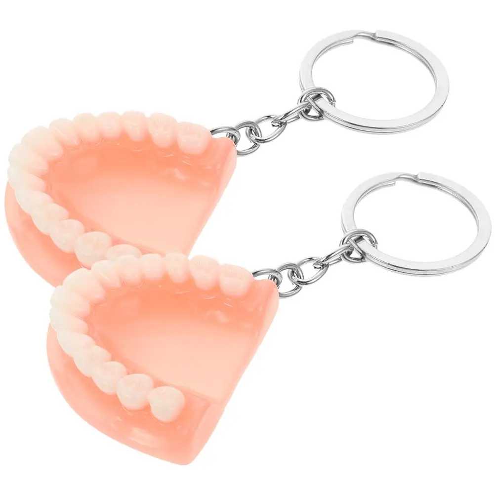 

2 Pcs Aldult Denture Keychain Man False Teeth Resin Halloween Party Favors for Adults