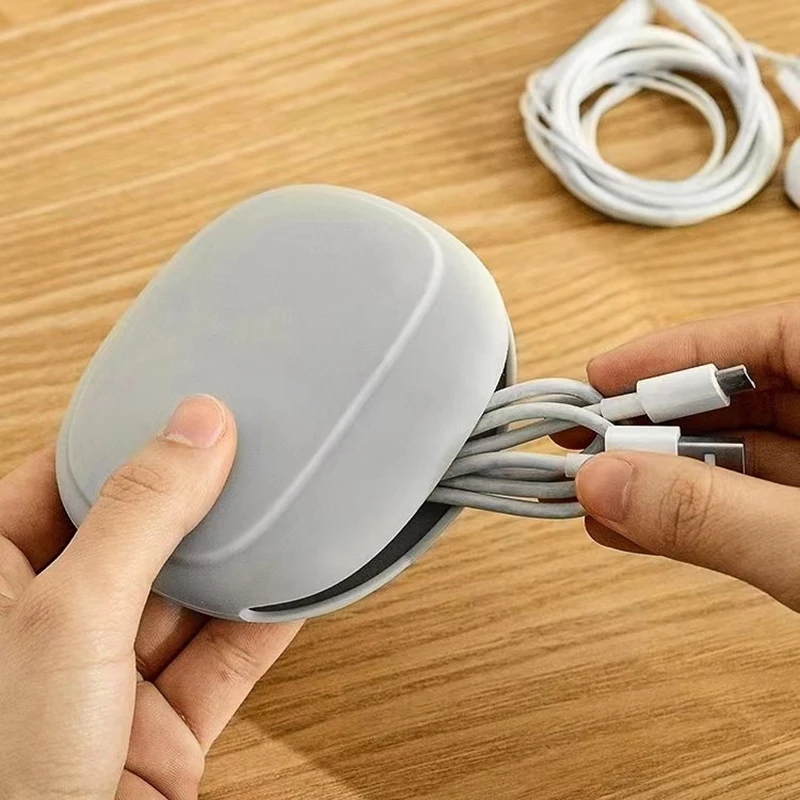 Portable Silicone Data Cable Storage Bag Headphone Storage Box Cute Phone Charger Key Lipstick Storage Bag Travel Wire Organizer