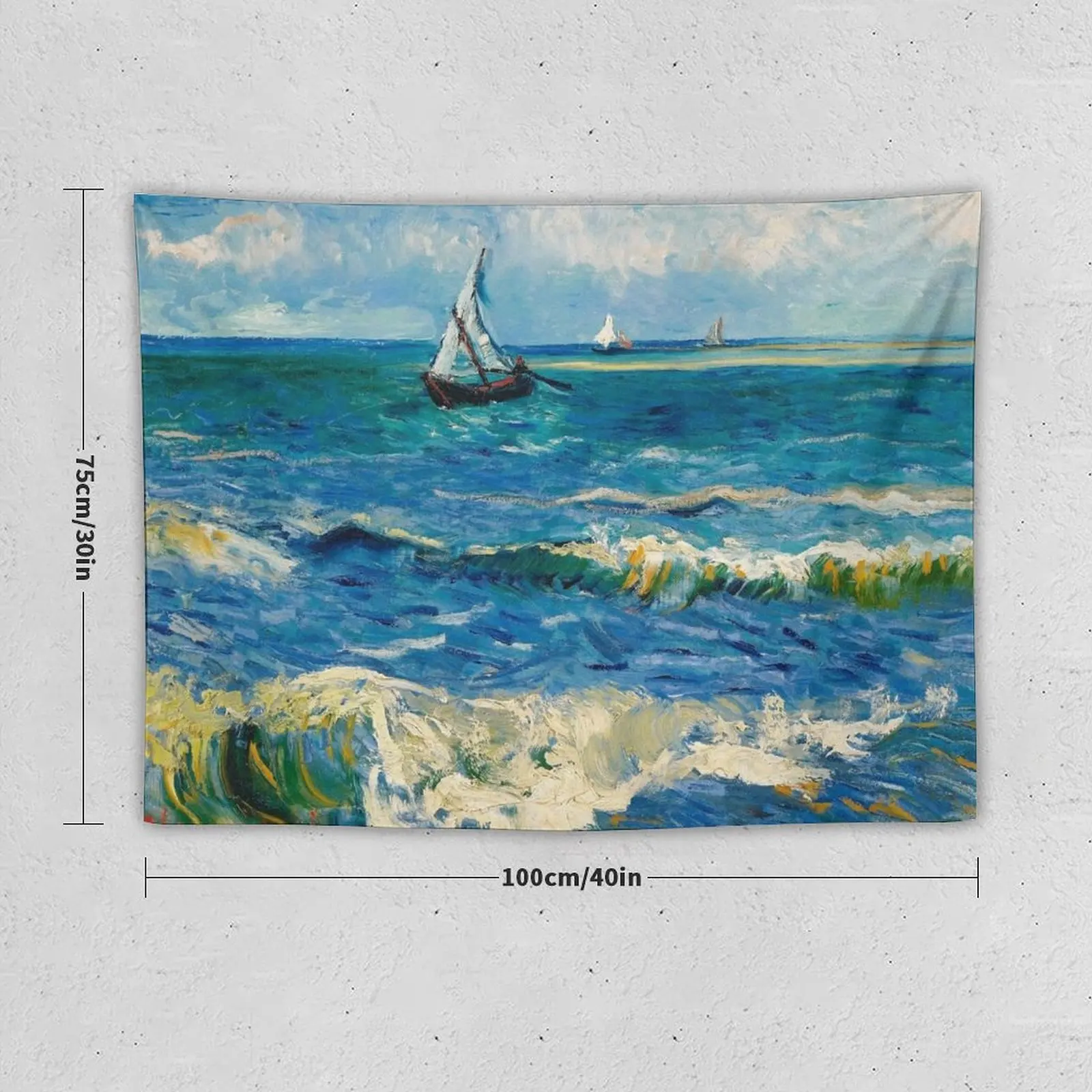 Seascape near Les Saintes-Maries-de-la-Mer by Vincent van Gogh Tapestry Room Decor Aesthetic Aesthetic Room Decoration Tapestry