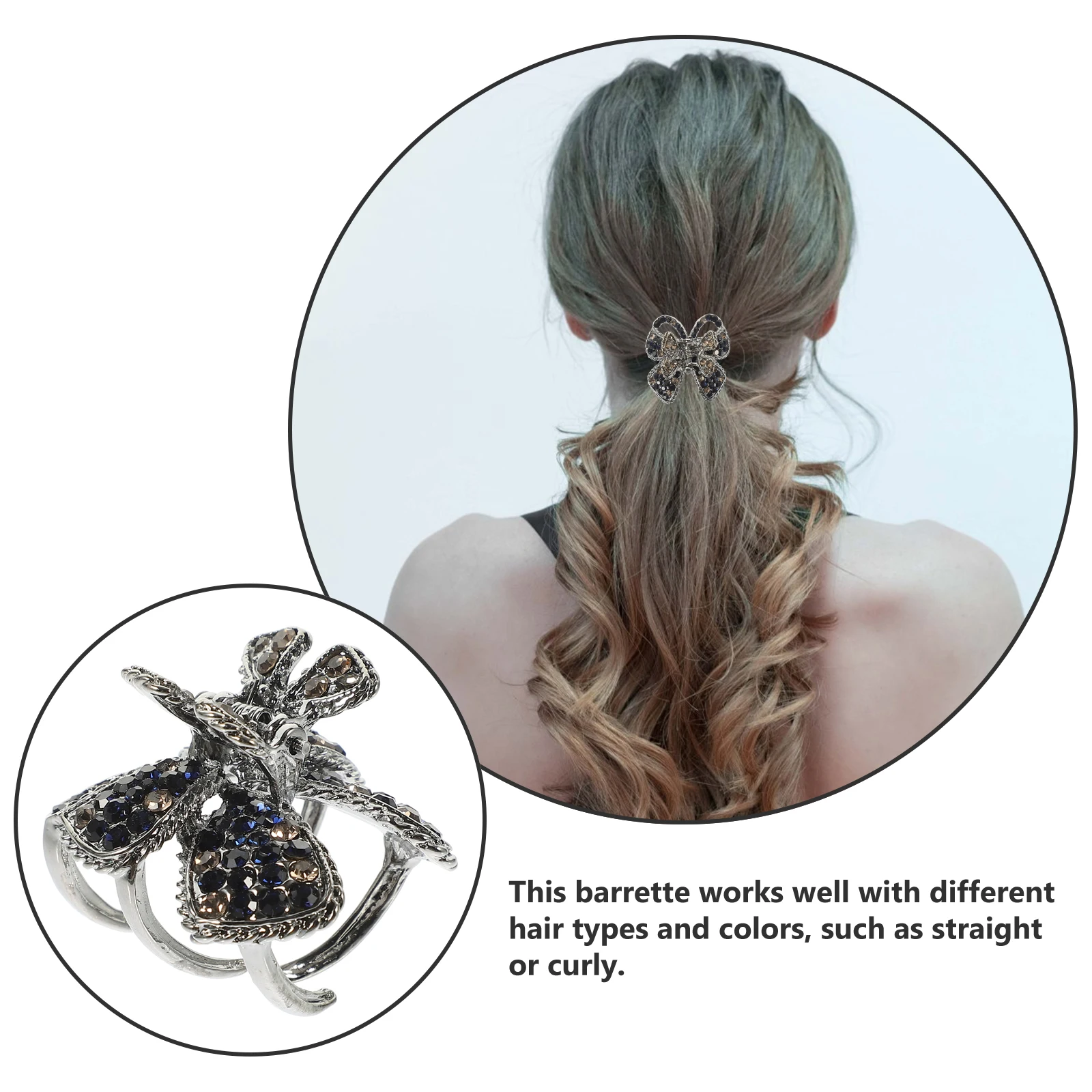 

Rhinestone Hair Clip Claw Ponytail Holder Metal Accessories Women Girls Daily Use Hair Care Styling Tool