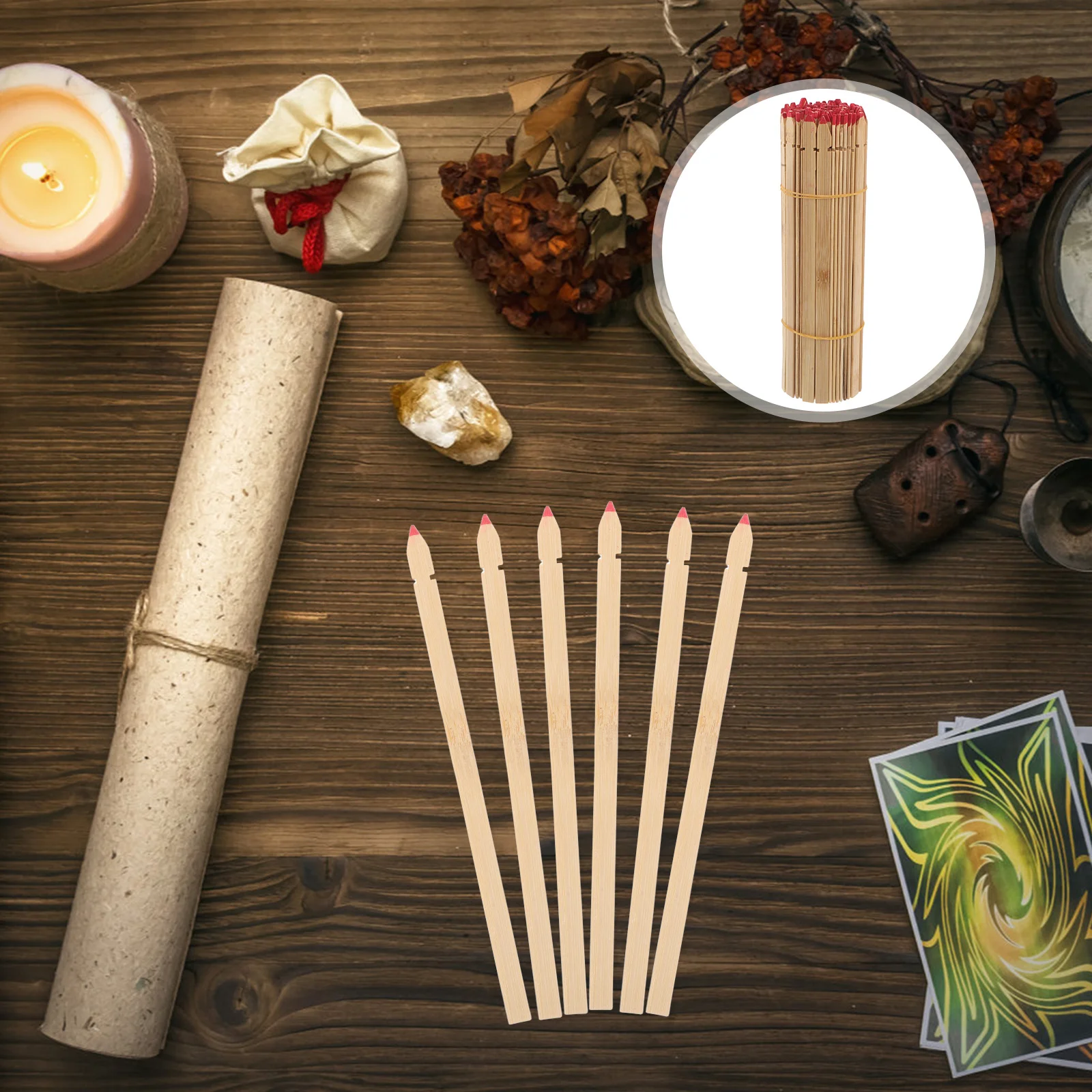 

100Pcs Bamboo Divination Sticks Traditional Chinese Fortune Telling Props Spiritual Practice Tools Portable Vintage Style