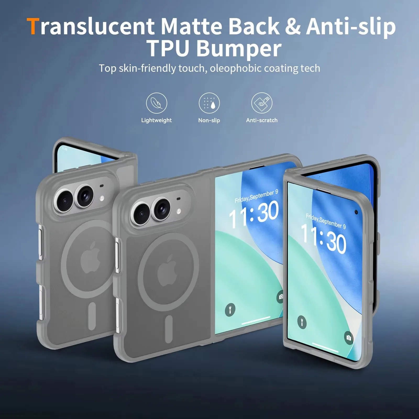 Luxuriöse, matte Handyhülle mit magnetischer Funktion und angenehmer Haptik für iPhone Duo, iPhone 18 Fold, kompatibel mit MagSafe, stoßfest, faltbar, kratzfest.