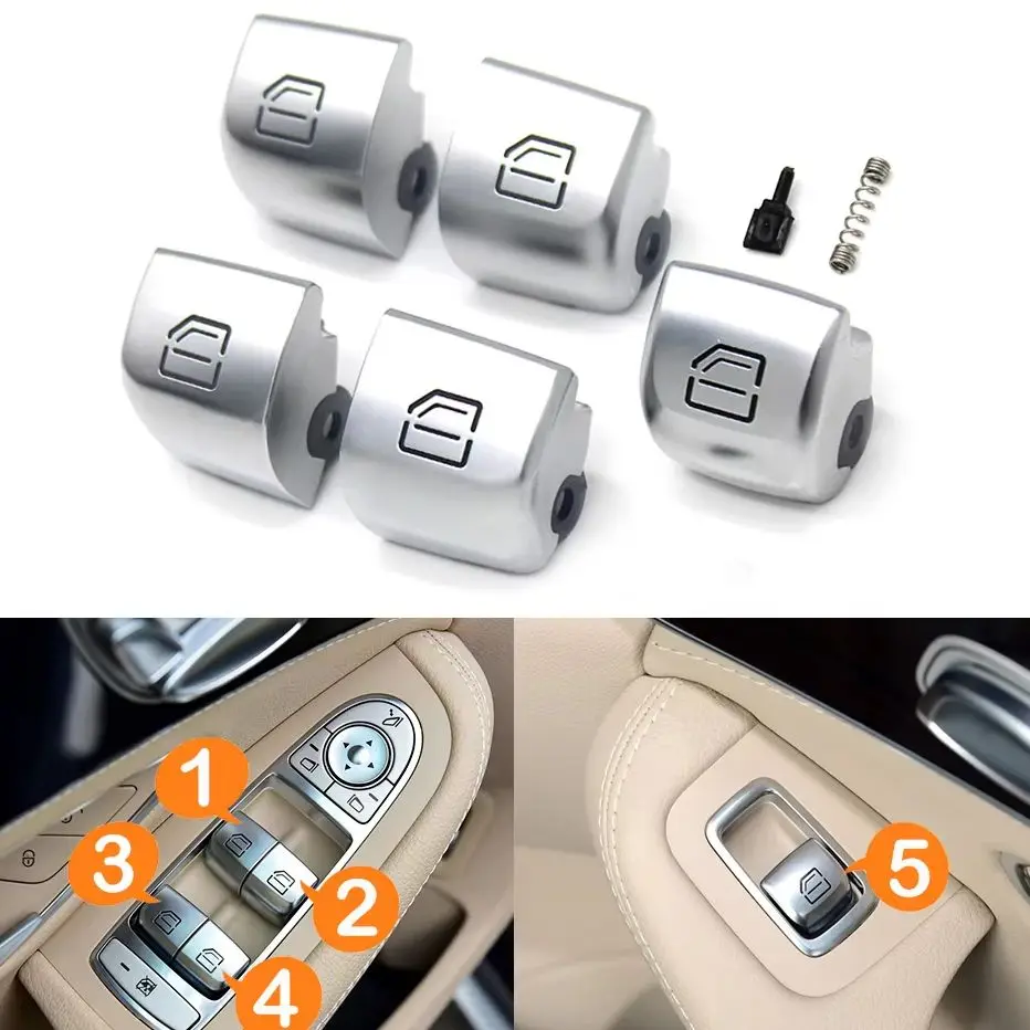 Tampa de substituição do botão do interruptor da janela da porta do passageiro para Mercedes Benz Classe C, E, GLC, S, modelos W205, W253, W213, W293, W222.