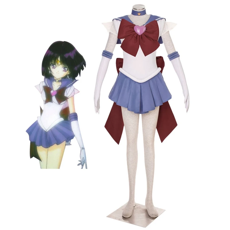 

Anime Sailor Saturn Cosplay Costume Women Girls Dress Gloves Headband Bows Brooch Kids Adult Halloween Suit