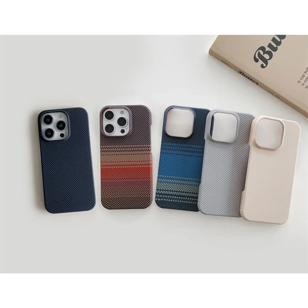 Kevlar Pattern Phone Case For IPhone 17 16 Plus 15 14 13 12 Pro Max Magnetic Carbon Fiber Leather Borderless Protective Cover - náhled 6