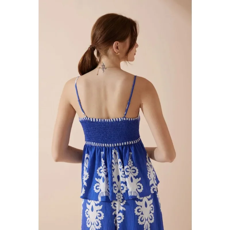 Novedad de verano a la moda, conjunto de pantalones ajustados con espalda descubierta y temperamento para mujer, ropa de mujer europea y americana