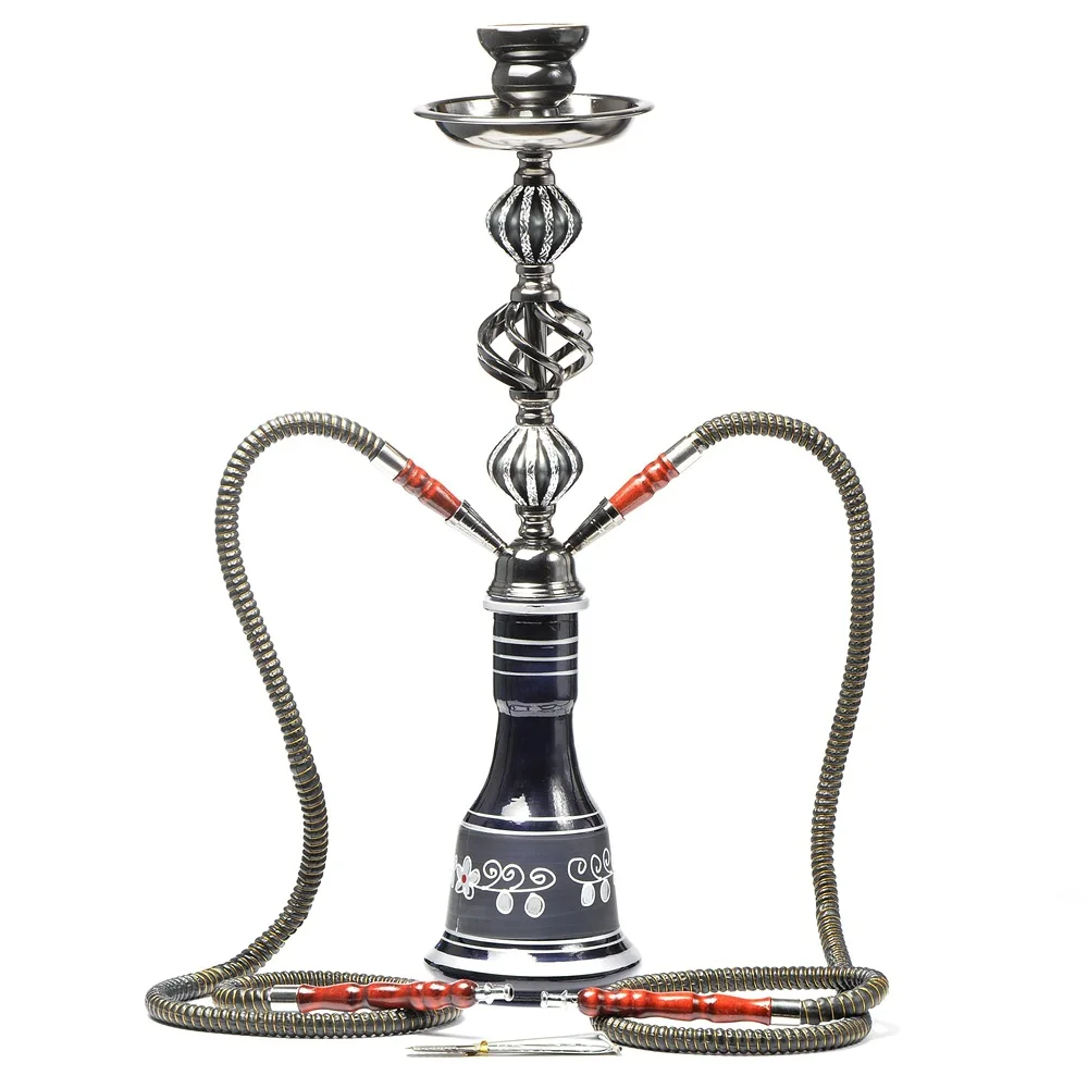 

Large Decorative Glass Shisha Hookah Set - Double Hose Premium Water Pipe for Hookah Lovers - Chicha Smoking Kit