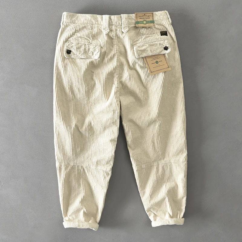 Autumn Winter New Men Cotton Corduroy Pants Solid Color Casual Safari Style Multi-pocket All-match Workwear