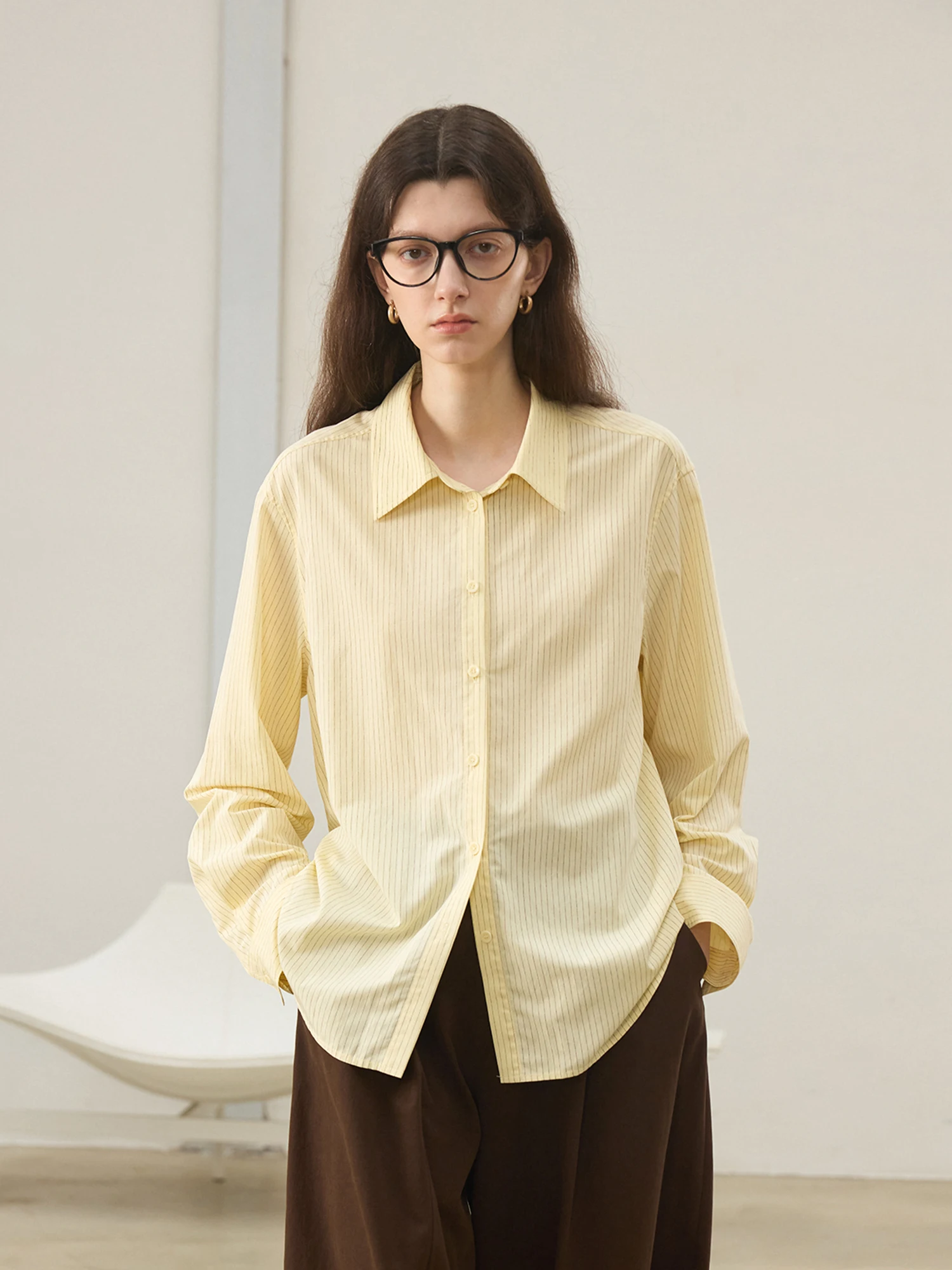 

Camon Pure Cotton Long Sve Striped irt женские весенне-осенние повседневные свободные удобные дышащие на пуговицах irt