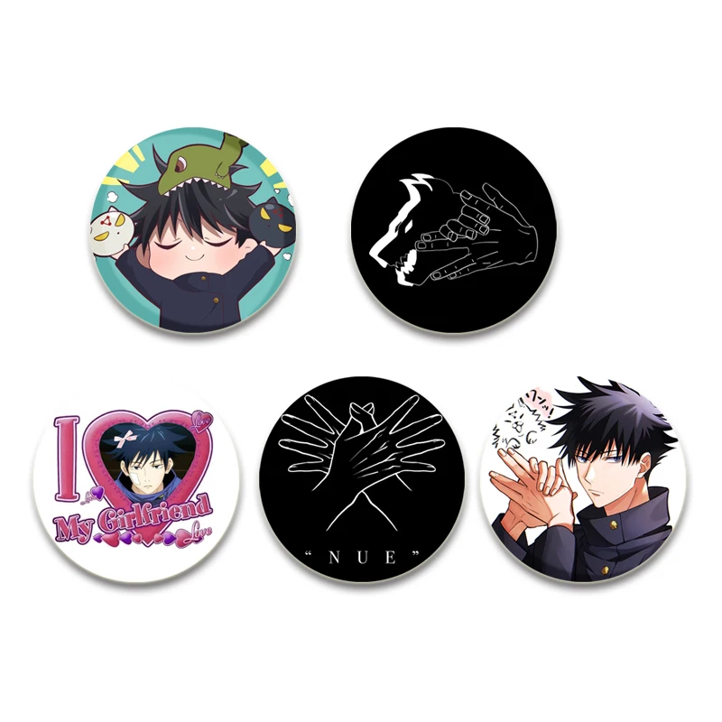 Anime Jujutsu Kaisen Cartoon Figure Fushiguro Megumi Handmade Tinplate Brooches Round Display Lapel Pins Jewelry Gifts