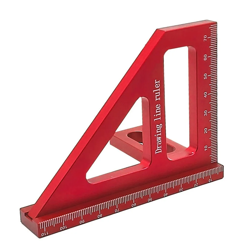 45 90 Degree Woodworking Square Protractor High Precision Red 3D Multi-Angle Measuring Ruler Aluminum Alloy Blue