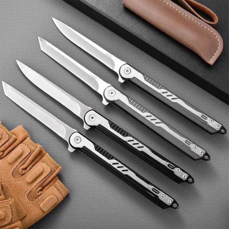 Feather Pattern Foldableing Knife Outdoor Camping Style Pocket Knife Portable Fruit Knife High Hardness Foldableing Knife