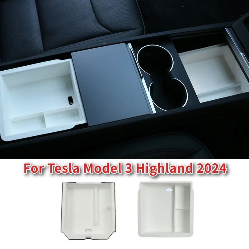 

Ящик для хранения с центральным управлением для Tesla Model 3 Highland 2024, двухслойная коробка, держатель для очков, органайзер для хранения, автомобильные аксессуары