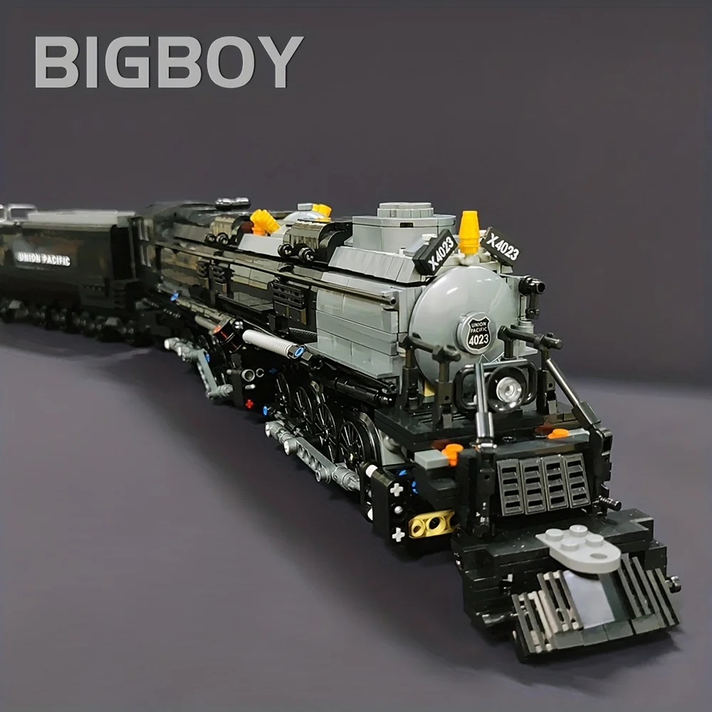 Building blocks Urban transportation series BIGBOY Steam train model assembled toys 1608pcs