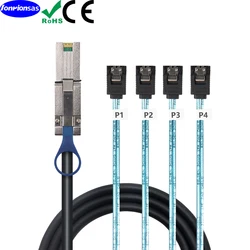 LONRIONSAS#Mini SAS 26Pin SFF-8088 Male to 4 SATA 7Pin Female Cable Target/Backplane Connecting cable