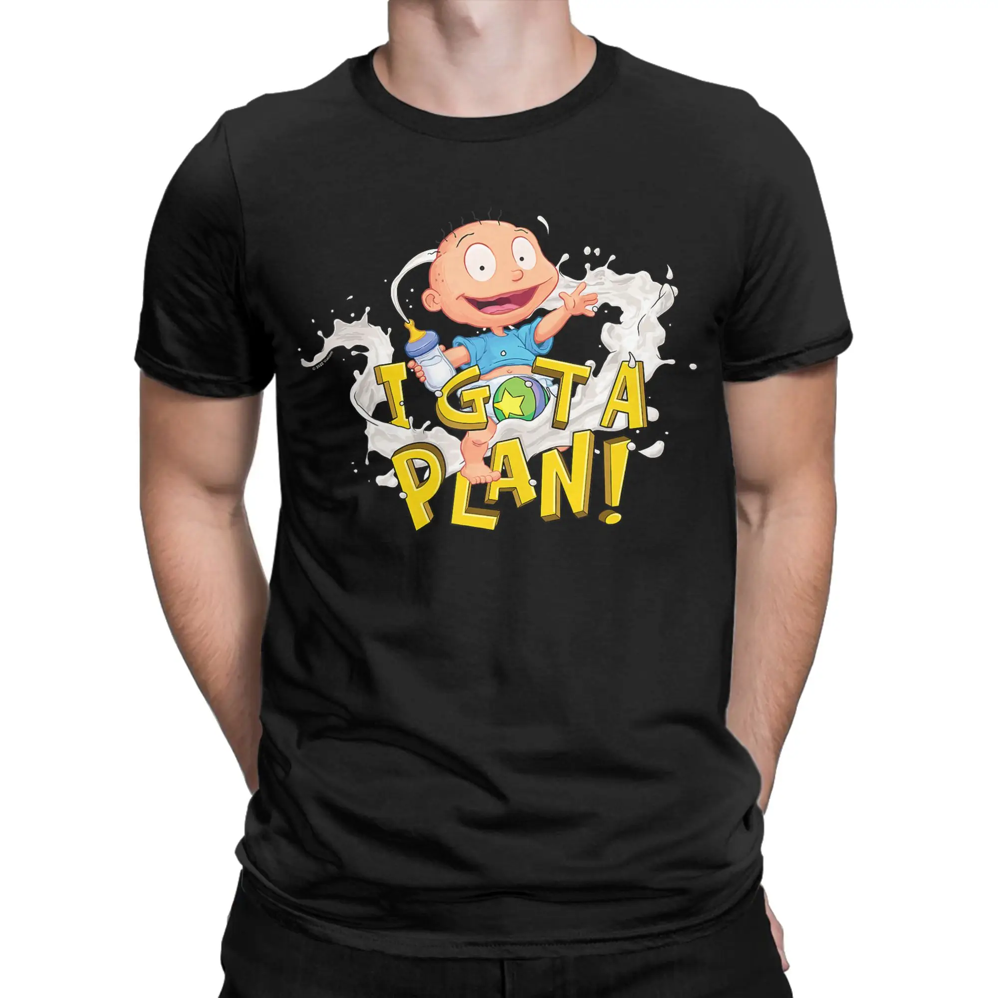 Tommy Pickles Has A Plan Graphic 100% Cotton T-Shirt R-Rugrats Tees Tops For Men