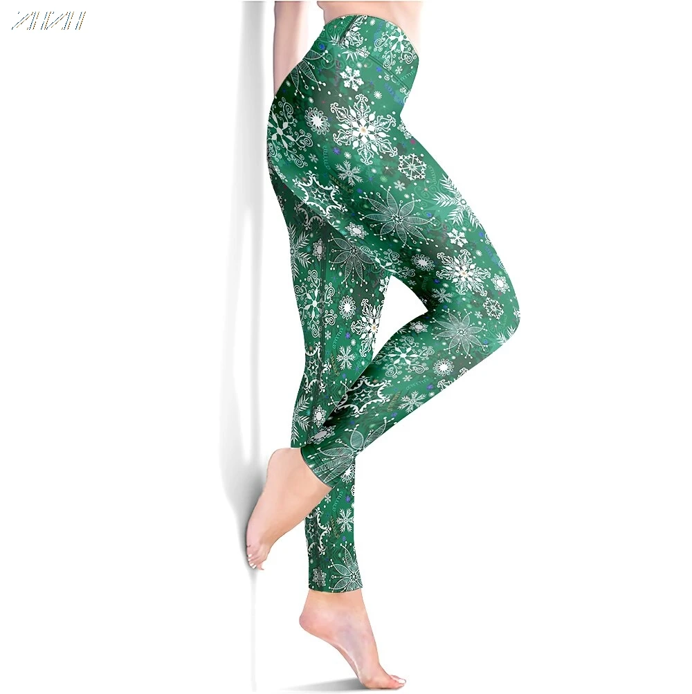 سراويل اليوغا النسائية للتحكم في الخصر العالي في صالة الألعاب الرياضية والجري واللياقة البدنية سراويل ضيقة مقصوصة لعيد الميلاد ملابس رياضية عالية المرونة #4