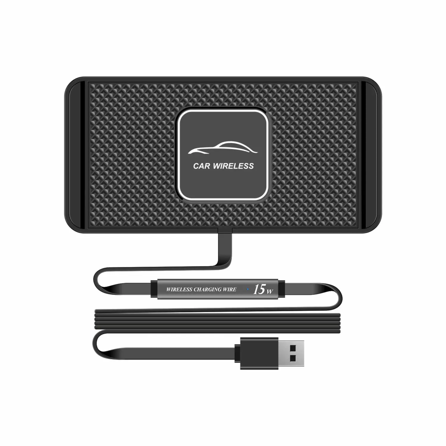 15W Fast Wireless Charging Pad Wireless Car Charger Non-slip Car Wireless Phone Charger for iPhone 12~15, Samsung Series