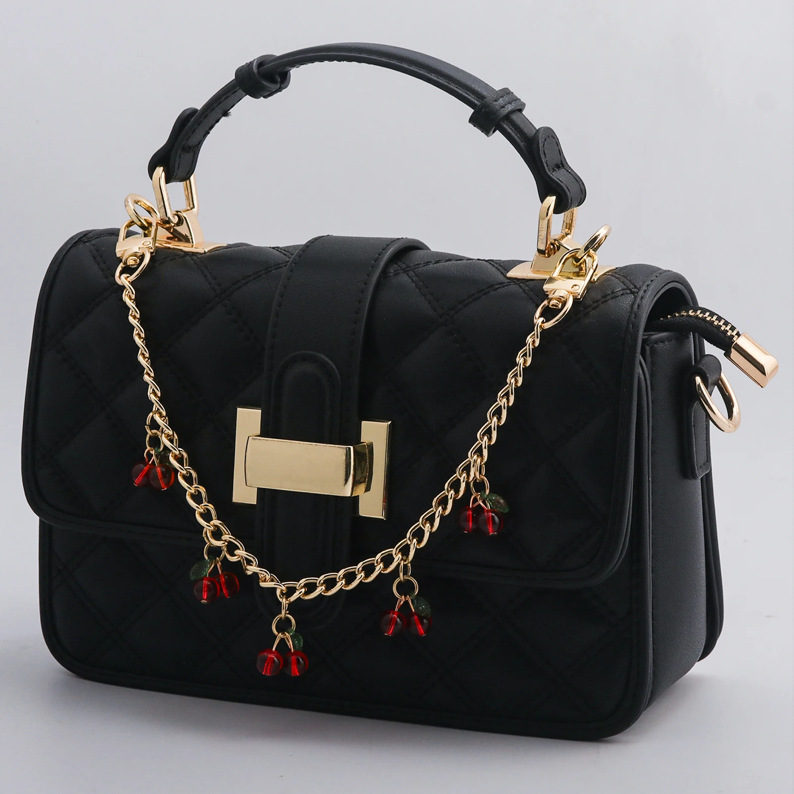 Cherry Handbag Pendant Chain Double Lobster Clasp Purse Front Chain Bag Decor Sweet Coquette Accessory For Women Bags