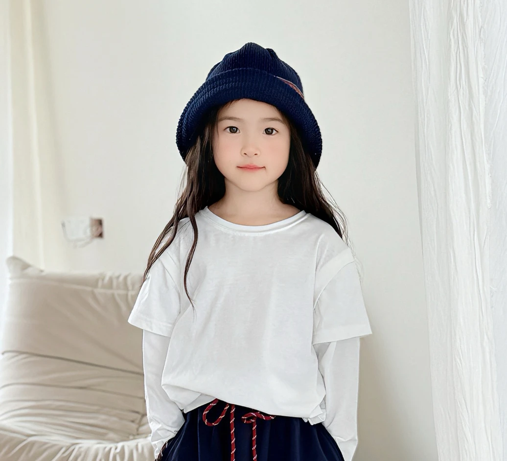 

Miu Style Autumn New Girls White Jenga Long-Sleeved Cotton T-Shirt