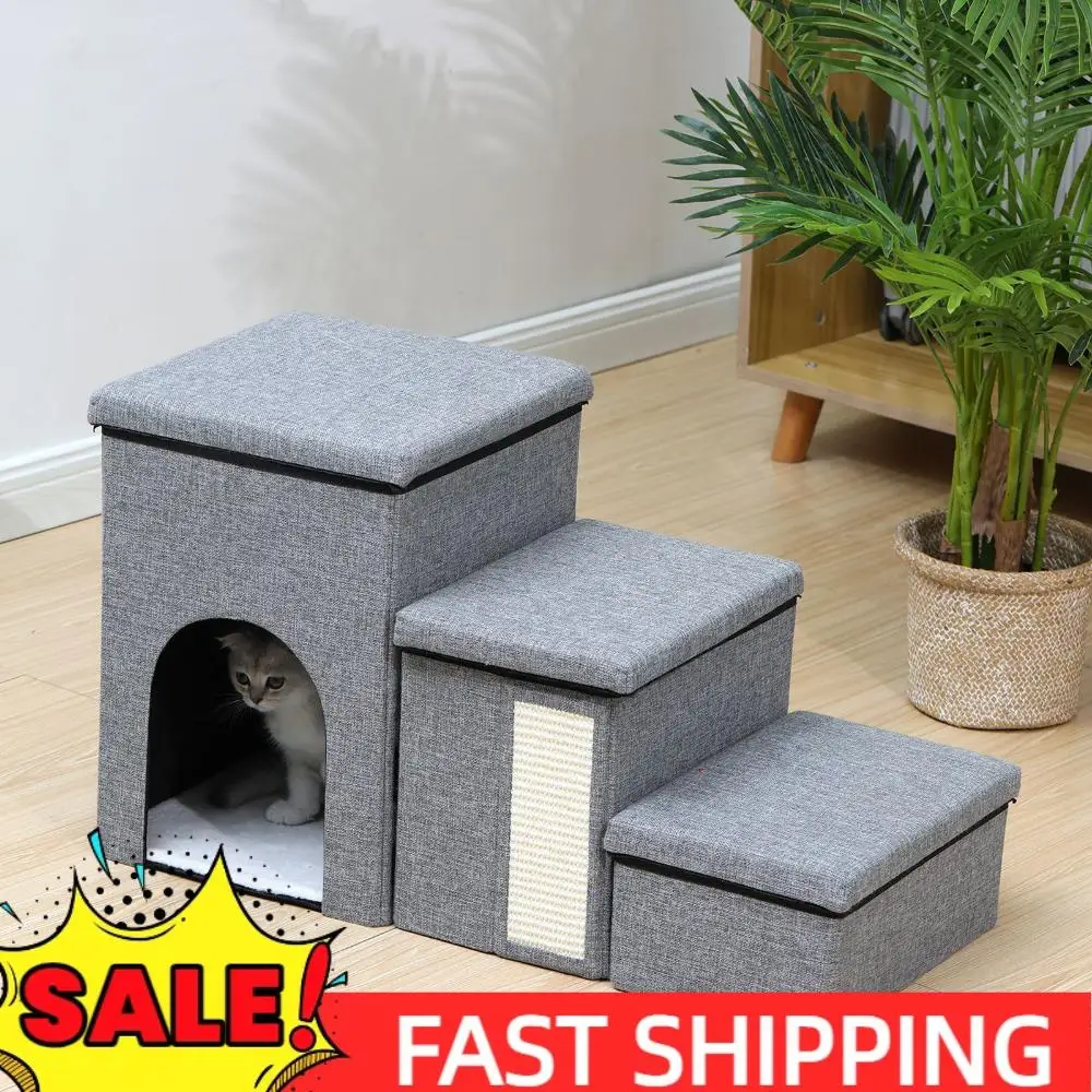 

Трехступенчатая складная лестница для животных с противоскользящим покрытием, износостойкая, с функцией хранения, для дивана, кровати и других мебельных поверхностей.