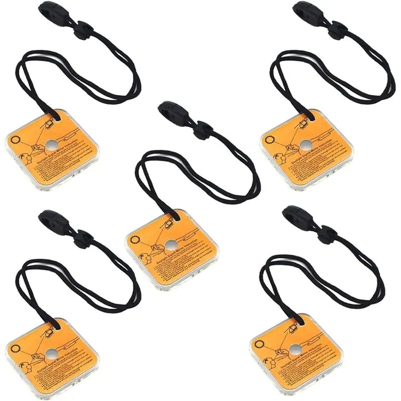 AB02 Emergency Survival Signal Mirror(5Pcs), Outdoor Multifunctional Signal Star Flash Mirror Tool For Adventure& Rescue
