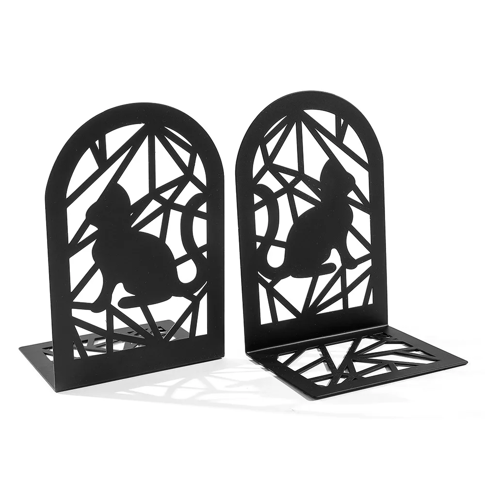 2pcs Black Cat Book Ends Bring Heavy Duty Metal Bookends Office Desktop Home for Book Lovers Gift Office Home Supplies Book Rack