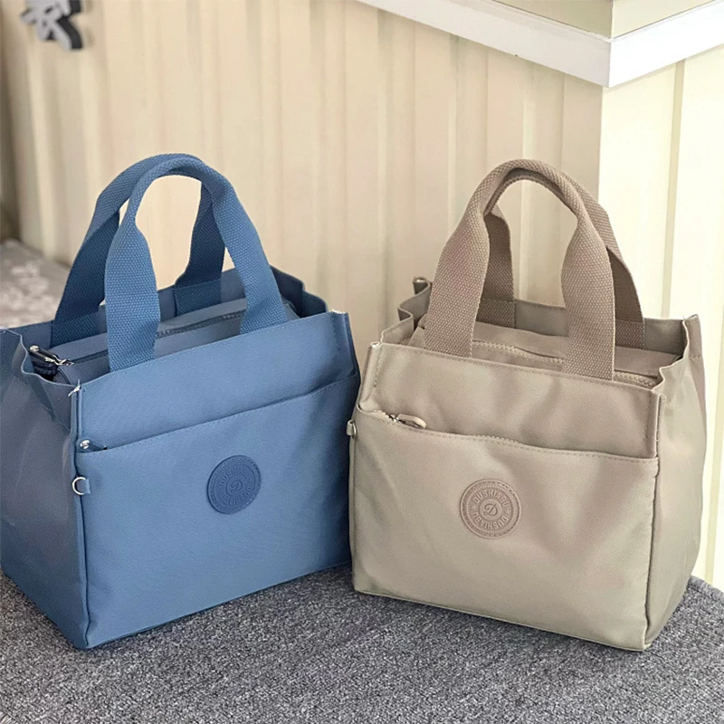 New Unisex Insulated Lunch Box Bag Solid Color Thickened Widened Waterproof for Working Students Handheld Oxford Lunch Box Bag