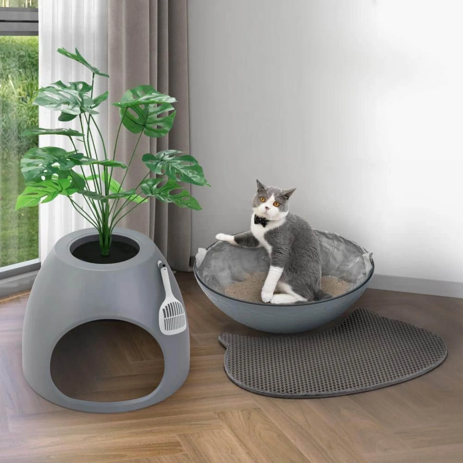 

8-in-1 Hidden Cat Litter Box Enclosure Planter, Plant Litter Box